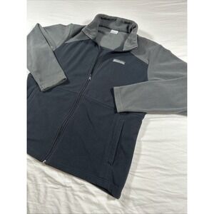 Columbia Jacket Fleece Mens XL Navy Blue & Gray Full Zip Outdoor Hike Camp Trail